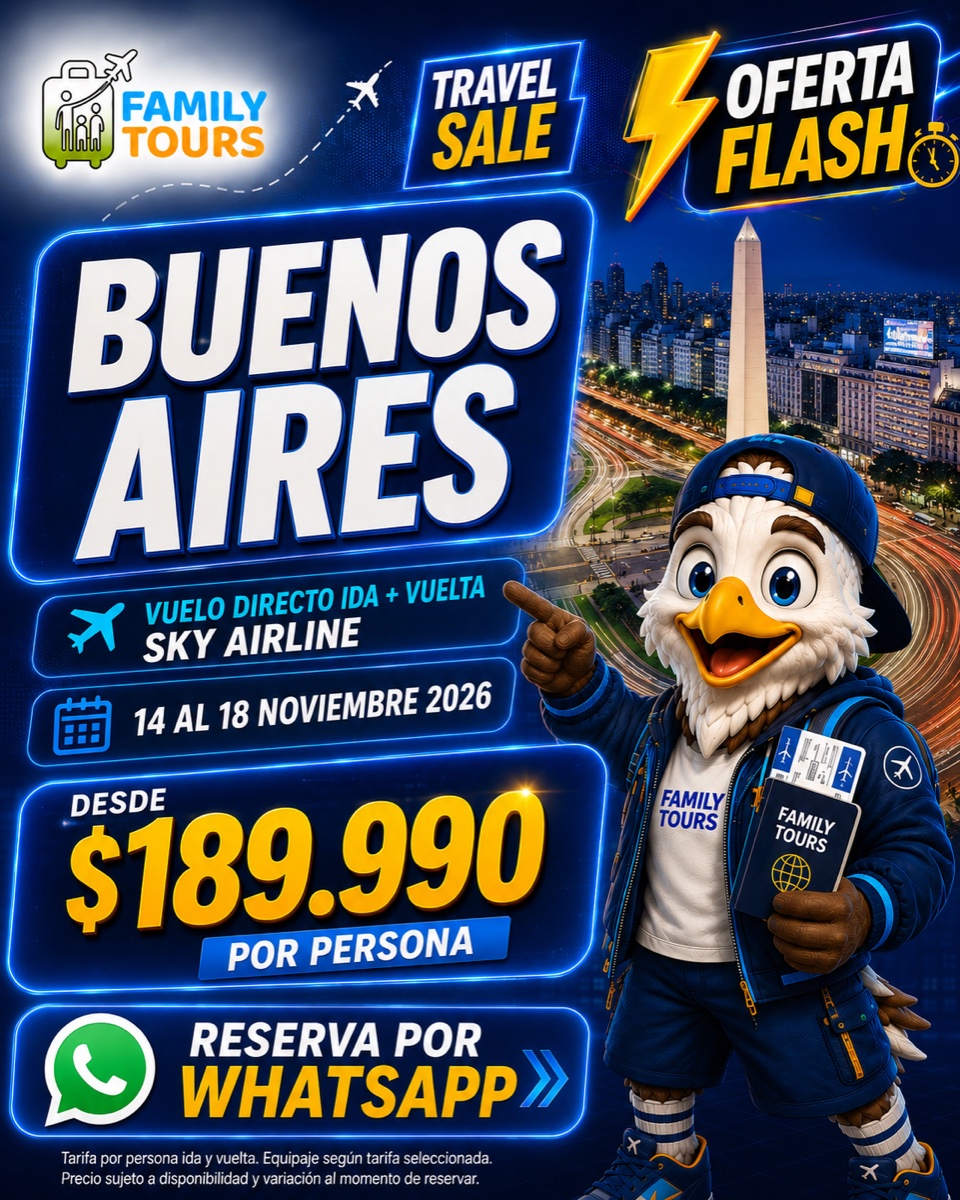 Oferta Travel Sale a Buenos Aires: $189.990, 14 · 18 nov 2026