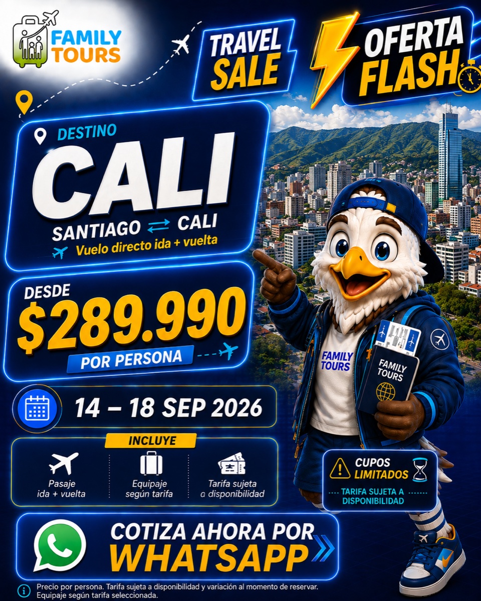 Oferta Travel Sale a Cali: $289.990, 14 · 18 sep 2026
